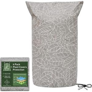 Plant Covers Freeze Protection 59"x91" | 4-Pack Winter Frost Blankets | Brown Garden Cover Bags for Outdoor Plants | Cold Weather Shrub Cloth