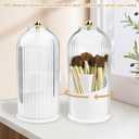 1PCS Makeup Brush Holder Organizer with Clear Lid 360 Rotating Sliding Opening Dustproof Brushes Container for Vanity