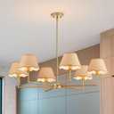 39 Boho Rattan Chandelier 6-Lights Rustic Industrial Pendant Light Large Adjustable Pendant Lighting Fixtures for Kitchen Island Dining Living Room, UL Listed