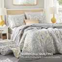 Comfort Spaces Boho Quilt Set Queen Reversible Vermicelli Quilting Queen Size Bed, All Season, Lightweight, Coverlet Winter Layer Bedding, Shams, Gloria, Full/Queen Grey/Yellow 3 Piece