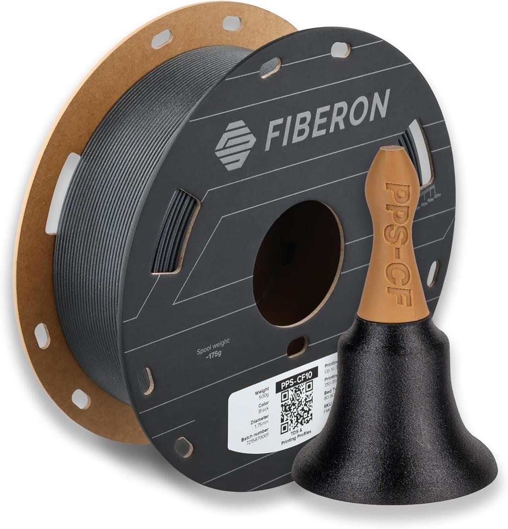 Polymaker Fiberon PPS-CF10 Filament Black 1.75mm 0.5kg, Extreme Heat Resistance - Fiberon Carbon Fiber Reinforced PPS 3D Printing Filament Ideal for Molding
