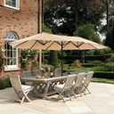 SUPERJARE 13FT Outdoor Umbrella for Patio, Double sided Pool Umbrellas with Fade Resistant Canopy, Large Table Umbrella for Deck, Market, Backyard - Beige(No Base)