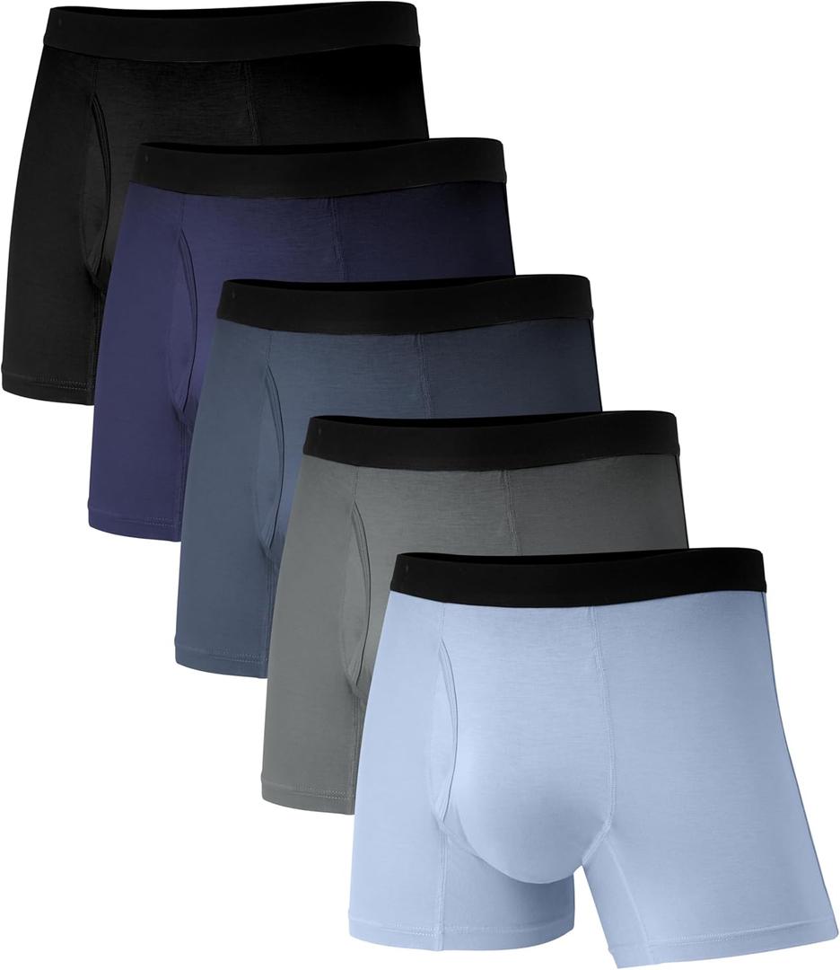 Incontinence Underwear for Men, 50ml Reusable Washable Leak-proof Absorbent Boxer Briefs with Fly, 5 Pack (Medium, Multicolor01)