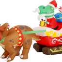WBHome 10 Ft Long Christmas Inflatable Dinosaur on Sleigh with Triceratops Outdoor Decorations, Xmas Blow Up Yard Decor with Built-in LED Light for Lawn Home Party Indoor Outdoor