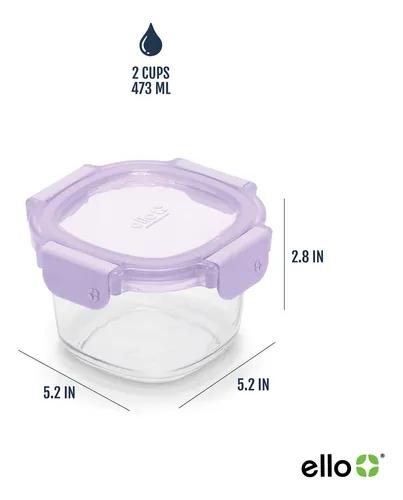 Ello Color Lock Clear Glass Leak-Proof Food Storage Containe