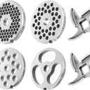 #12 Stainless Steel Grinder Plate Assortment Comes with 4 Stainless Steel Grinder Plates and 2 Knives