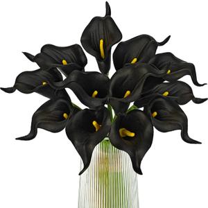 Letjolt Artificial Calla Lily Black Flowers for Wedding Bouquet Flower 12Pcs Home Decoration Faux Calla Lilies Flower, Black
