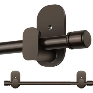 Curtain Rods No Drilling 32 to 86 Inch, HOTOZON 5/8 Inches No Drill Curtain Rods for Windows 55 to 82 Inches(4.5-6.8 ft), Renter Friendly Adjustable Small Drapery Rod for Lightweight Curtains, Bronze