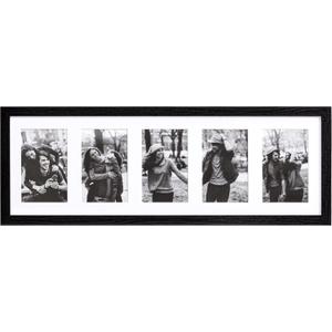 eletecpro 8x24 Collage Picture Frame with 1 Mat Display 5Pcs 4x6 Photos with Mat or 1Pc 8x24 Picture without Mat, Picture Frames Collage Wall Decor Wall Mounting and Tabletop, Black