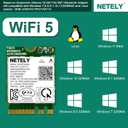 NETELY IEEE 802.11AC WiFi 5 NGFF M2 Interface 1200Mbps WiFi Adapter with Bluetooth 4.2 for Laptop PCs, 2.4GHz 300Mbps and 5GHz 867Mbps NGFF M2 WiFi Card, OEM Lenovo FRU PN: 01AX713 (QCNFA344A)