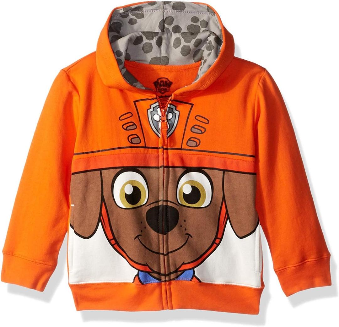 PAW Patrol Boys' Toddler Character Big Face Zip-up Hoodies (3T, Zuma Orange)