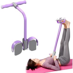 Abdominal Trainer, Sit-Up Training Equipment, 6 Tubes Fitness Elastic Pull Rope, Tension Rope Pull Up Pilate Foot Pedal Resistance Band Workout Tool Ab Shaper (Purple)