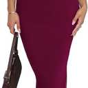 REORIA Women's Summer V Neck Sleeveless Wedding Guest Maxi Dress Sexy Mesh Bodycon Long Dresses L
