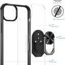 Ring Kickstand Clear Phone Case for iPhone 15 Plus (6.7 Inch),Drop Protection Slim Protective Shell Cover,Flexible Bumper + Hard Back + Ring Stand Fits Magnetic Car Mount,Black