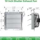 Shutter Exhaust Fan with Thermostat & Speed Control, 844 CFM,1606 RPM, Upgrade 10 inch Wall Mount Attic Vent Fan for Chicken Coops, Greenhouse, Gable, Barn, Garage, Shed Ventilator