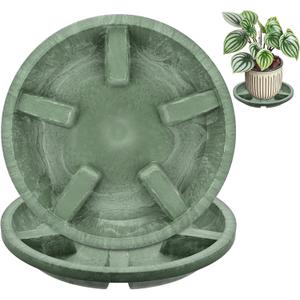 M METERXITY 2-Pack Plant Saucers, 8 Inch OD Anti-Rot Root Resin Flower Pot Plant Saucers for Indoor/Outdoor, Flowerpot Drip Tray [6.3 Inch ID, Green]