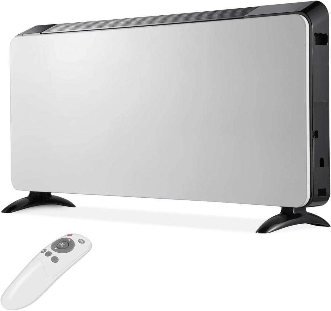 Convection Space Heaters for Indoor Use Large Room, 1500W Infrared Room Heater with Remote, 24Hrs Timer, Electric Stand & Wall Panel Heater with Adjustable Thermostat for Office Bedroom Use (Black&Grey)