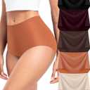 Womens Underwear Seamless High Waisted Full Coverage Panties No Show Underwear For Women Soft & Plus Size 5- Pack (Large, Multi Color)