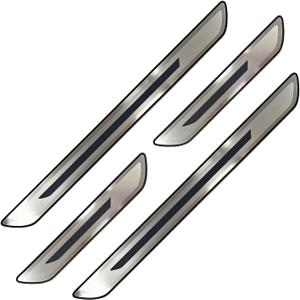 4PCS Car Door Sill Protector, Stainless Steel Anti-Scratch Door Threshold Strip, Self-Adhesive Welcome Pedal Scuff Plate, Waterproof Decorative Edge Guard, Universal for Car Truck SUV (Silver)