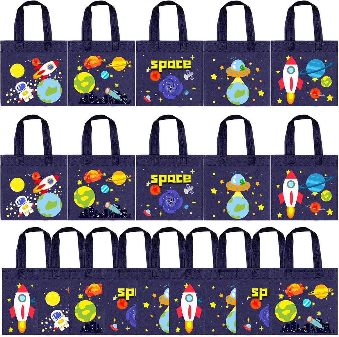 BANBALLON 20 PCS Outer Space Party Favor Bags Space Non-Woven Gift Bags Treat Gift Bags For kids Birthday Party Outer Space Theme Party Baby Shower Goodie Bags Supplies