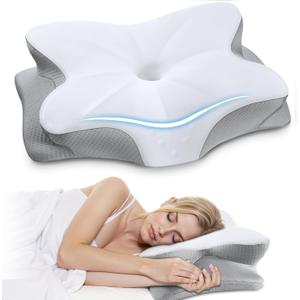 Cervical Neck Pillow for Neck & Shoulder Pain Relief, Ergonomic Orthopedic Memory Foam Pillow for Adults Sleeping, Cooling Contour Neck Support Pillow for Side Stomach Back Sleeper