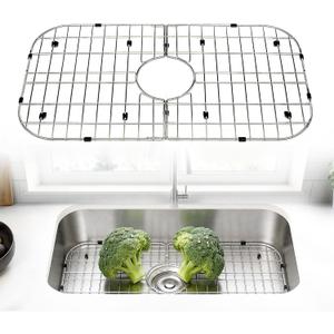 Sink Grid for Kitchen Sink – Stainless Steel Bottom Protector, Center Drain, Detachable Design, Fits Single Bowl Sink, Scratch Protection & Dish Drying Rack (26" x 14")