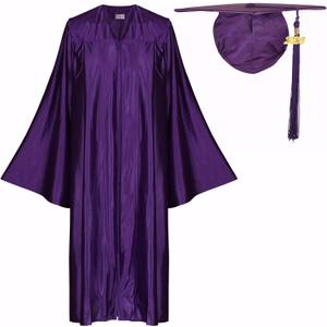 Newrara Adult Shiny Graduation Cap and Gown Tassel Set for High School & Bachelor (54, Purple)