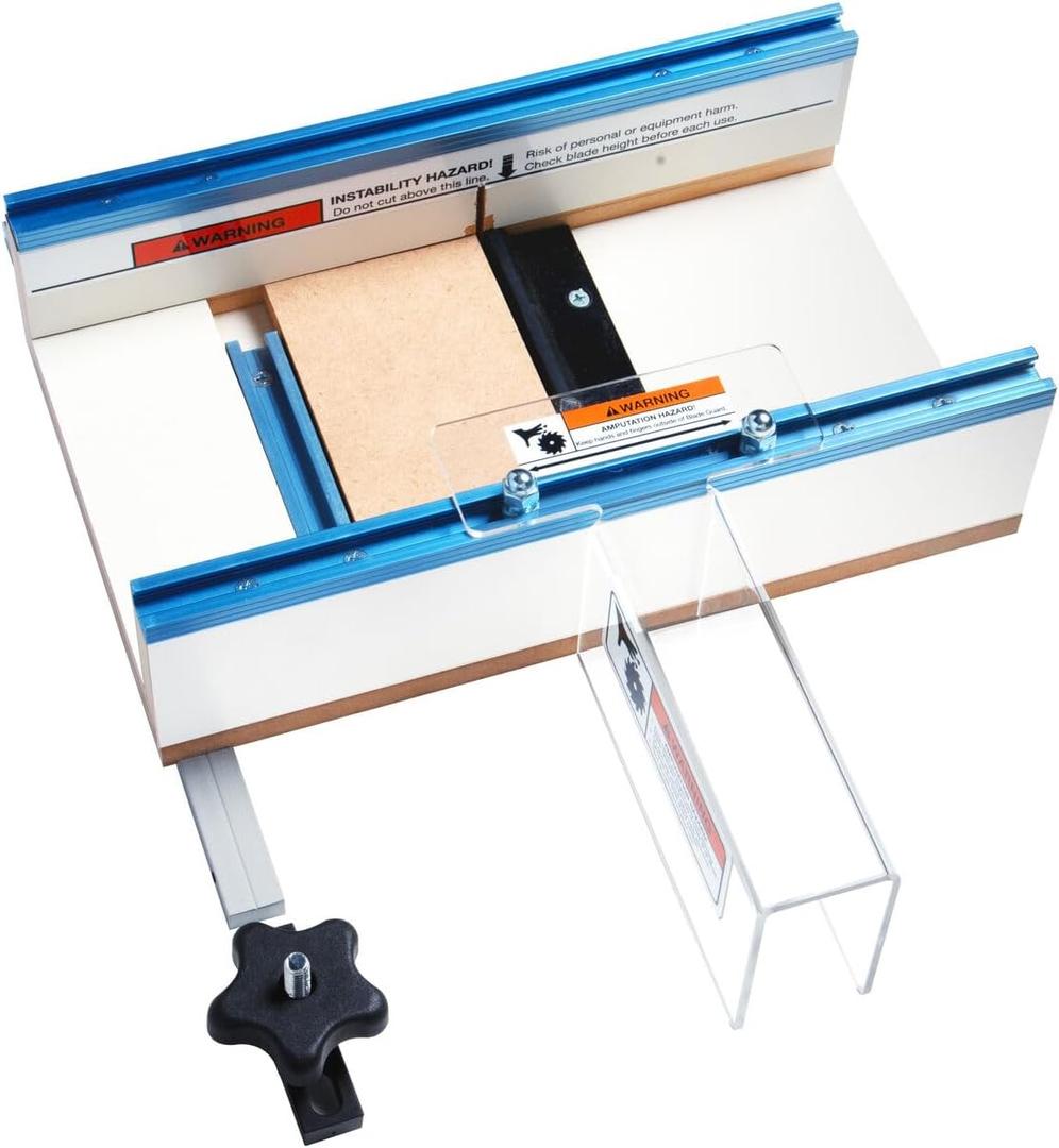 POWERTEC Table Saw Small Parts Crosscut Sled Kit w/Blade Guard, Aluminum Miter Bar, Miter Slot Stop & MDF Zero-Clearance Fence Support for Woodworking (71590)