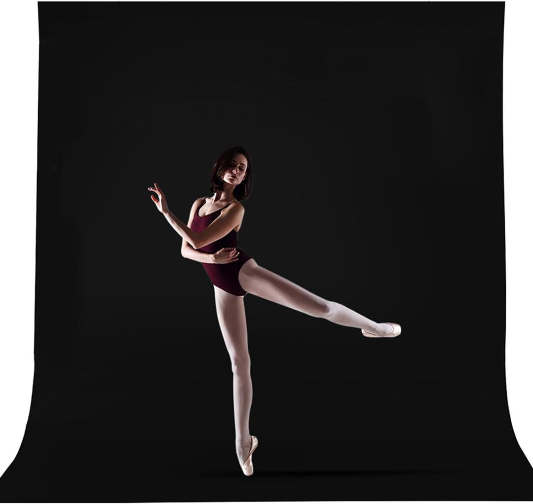 10x12ft Black Backdrop for Photography, Large Seamless Polyester Fabric Pure Black Photo Backdrop Curtain for Portrait Photoshoot Party Video