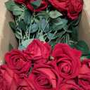 50 PCS Fake Red Roses, Artificial Red Flowers Bulk Realistic Silk Faux Rose with Stems for Wedding Decoration Anniversary Bridal Bouquet DIY Floral Arrangement Romantic Home Decor Gifts