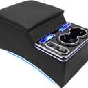 Center Console Armrest Organizer with Upgraded 7-Color Mood Lighting Center Console for Truck & Minivan & Car & SUV Cab Front Seat Bench Seat Storage Box (Update)