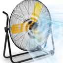 24 Inch High Velocity Industrial Fan 8500 CFM Heavy Duty Outdoor Fan 3-Speed 360 Degree Adjustable Tilt, Metal Floor Fans with Aluminum Blades for Workshop Patio Commercial Factory Garage - UL Listed
