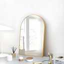 24x16 Arch Mirror Rectangle Wall Mounted Aluminum Alloy Metal Frame HD Glass Dressing Make-up for Bathroom Entryway Bedroom Living Room 24 16 inch Gold (24"L x 16"W)