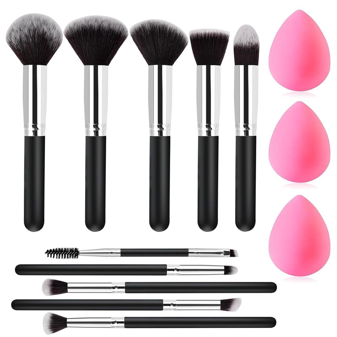 Makeup Brushes Set Gifts for Women: Gifts for Teen Girls Wife Sister 13 Pcs Premium Kit with Foundation Concealer Blush Sponge Professional Beauty Accessories Birthday Christmas Stocking Stuffers