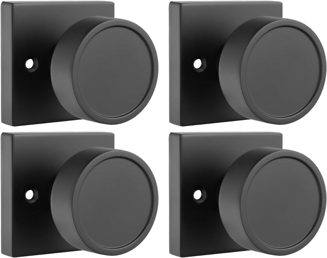 Haidms Matte Black Dummy Door Knobs, Half No-Turning Dummy Knob for Closet Doors, Zinc-Alloy Single-Sided Door Locks (4 Pieces/2 Pairs) (2 Pack)