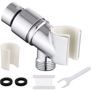 All Metal Handheld Shower Head Holder - Adjustable Shower Rod Holder with Brass Pivot Ball - Handheld Shower Head Holder - Shower Hose Holder for attaching Shower arm to Shower Hose, Chrome