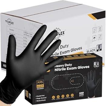 TitanFlex Disposable Nitrile Exam Gloves, 6mil, Black, XL 100ct Box, Heavy Duty, for Cooking, Mechanics, Latex Free, Food Safe Rubber for Food Prep