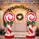Soulchen 2 Set 5 ft Candy Christmas Inflatables Decoration with Built in LEDs Lighted and Air Blower, Blow up Giant Xmas Candy Outdoor Decor for Holiday Party Yard Garden Lawn Decor