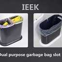 IEEK Plastic Trash Can with Press Top Lid,3.2 Gallon /12 Liter Garbage Can,Black Modern Waste Basket Thin Trash Cans for Bathroom,Kitchen,Living Room,Office and Narrow Spaces