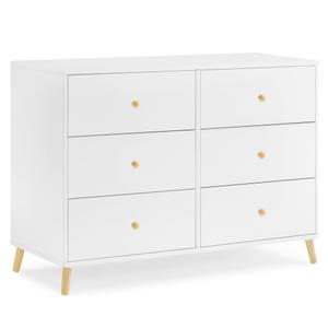 Delta Children Essex 6 Drawer Dresser, Bianca White/Natural