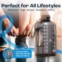 AQUAFIT 1 Gallon Water Bottle with Time Marker - Straw & Chug Lid - BPA Free Gym Water Bottle with Straw - Big Gallon Jug (Gray, 128 oz - 2 Lids)