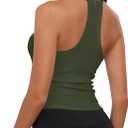 GEMBERA Womens Racerback Sleeveless V Neck Ribbed Knit Cotton Fitted Basic Cami Cropped Halter Tank Top Shirt (XL)