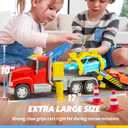 JOVA Vroomix Kids Tow Truck Toys for 3 4 5 6 7 Years Old Boys, Toddler Car Toys, Large Truck with 2 Transformation Cars and Trailer, Crane with Lights and Sounds, Birthday Gifts