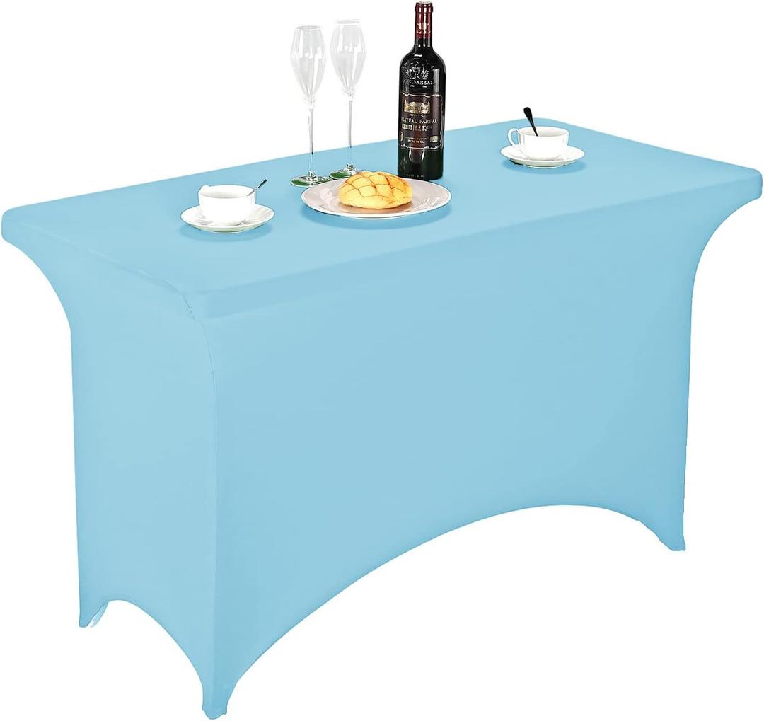 FORLIFE 6Pack Spandex Table Covers 6ft，Fitted Tablecloth for 6ft Rectangular Tables, Stretch Patio Table Covers, Universal Spandex Table Cover for Wedding, Banquet, Party 