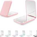 Compact Mirror, 1X/3X Magnification LED Pocket Mirror with Nternal BIattery, Mini Mirror for Purse, Pocket,Travel and Present (Pink)