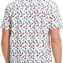 M MAELREG Mens Hawaiian Shirts Short Sleeve Button Down Tropical Beach Floral Solid Print Summer Vacation Mens Casual Shirts (L)