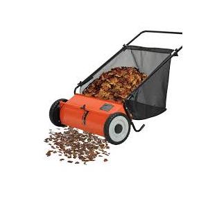 26 in Push Lawn Sweeper,4 Spinning Brushes, 7 Cu. Ft. Large Capacity Collection Bag,Adjustable Height, Durable Steel Frame with Rubber Wheels, for Grass, Leaves & Debris Collector on All Terrains
