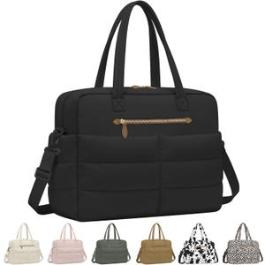 Vankor Travel Duffel Bags, Personal Item Travel Bag, Weekender Bags for Women Men Workout Duffle Gym Overnight Bag Foldable Lightweight Tote Carry On Hospital Bag, Black