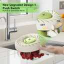 2 Pcs Fruit Cleaner Bowl with Strainer and Lid, Collapsible Handle Washing Bowl, Multifunctional strainer bowl for Kitchen Draining and Storage, Wash Berry, Vegetables for Kitchen, Fridge, Picnic