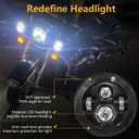 7 inch LED Headlight, 4.5 Fog Passing Lights, with Mounting Ring for Touring Road King Ultra Classic Electra Street Glide Tri Cvo Heritage Softail Slim Deluxe Fatboy Black
